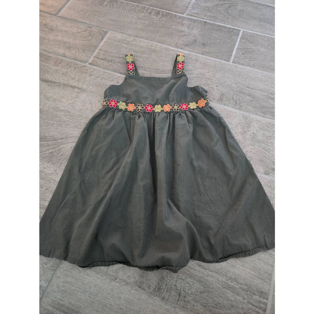 Toddler Girls Gymboree Batik Summer Dress Olive Green Flower Sleeveless Size 5T